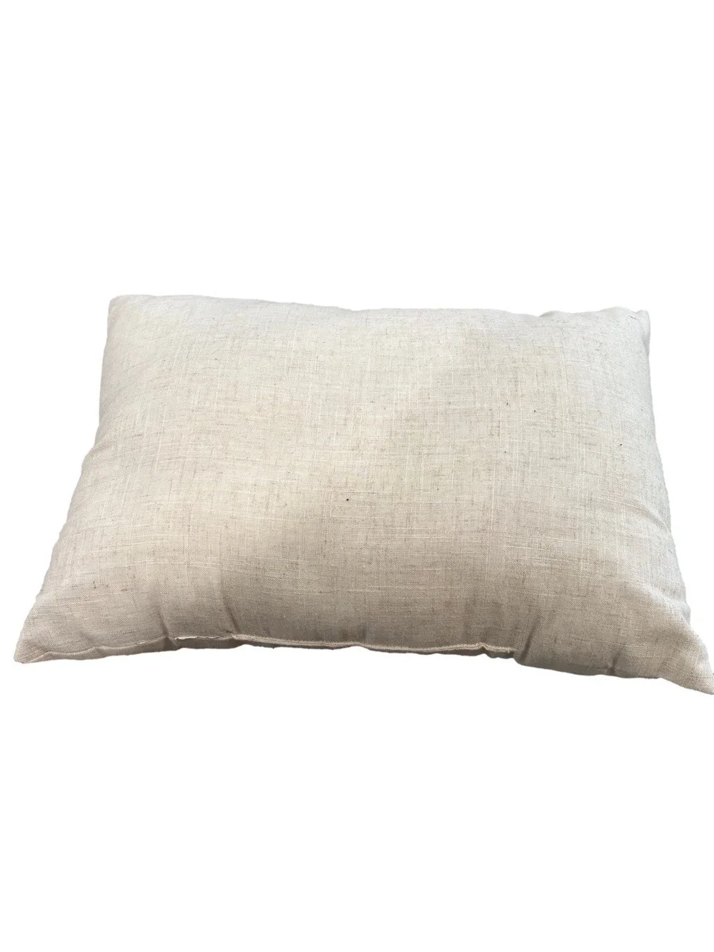 Accent pillow monochromatic cream color. Raised Home embroidery. Neutral